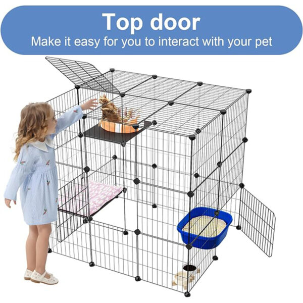Metal Wire Pet Cage Detachable Space-Saving DIY Easy Assembly for Small Animals
