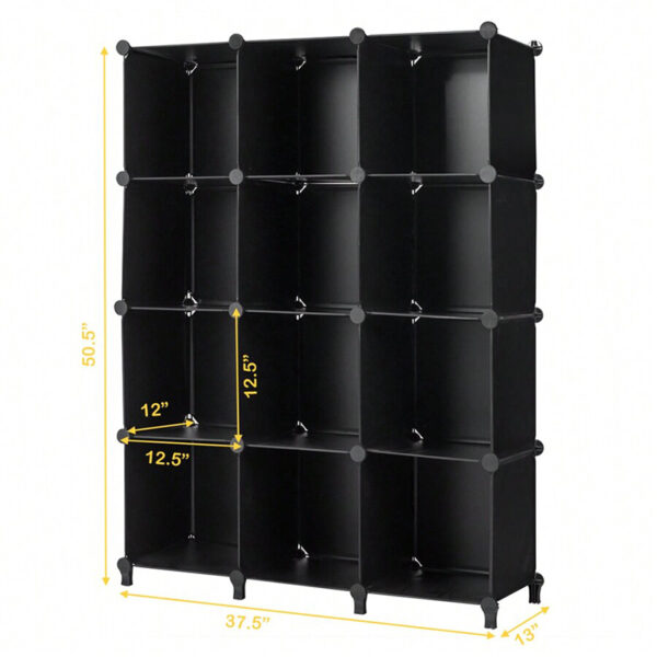 Modern Storage Shelf Black Cube Display Unit for Books Plants Home Décor