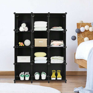 Modern Storage Shelf Black Cube Display Unit for Books Plants Home Décor