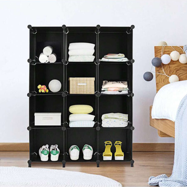 Modern Storage Shelf Black Cube Display Unit for Books Plants Home Décor