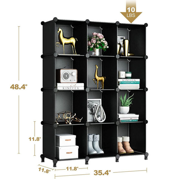 Plastic Stackable Cube Storage Organizer Assembly Closet Cubes Black