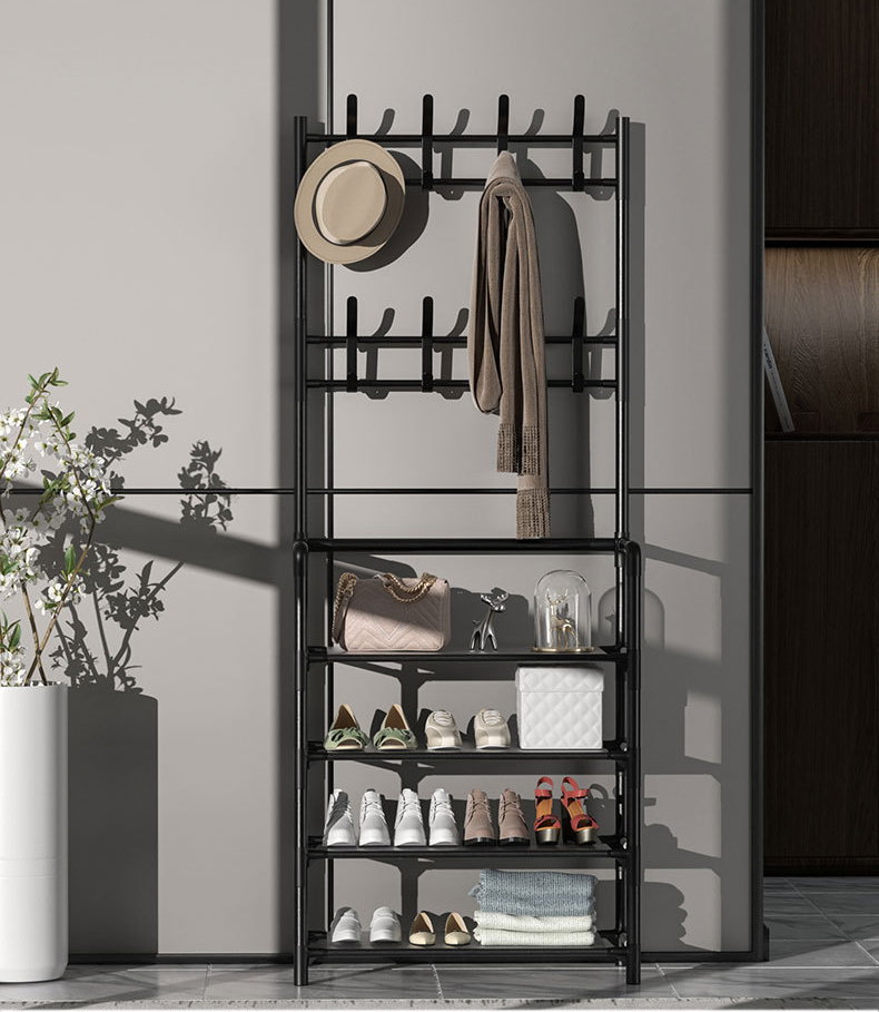 Customized floor-standing coat rack, home bedroom shoe and hat rack, living room simple doorway storage rack