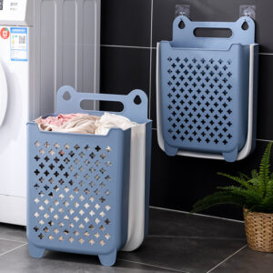 Wall-Mounted Foldable Laundry Basket – Space-Saving Clothes Hamper