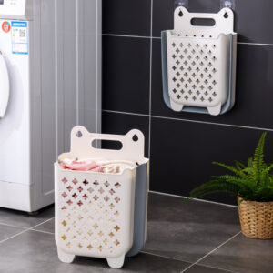 Wall-Mounted Foldable Laundry Basket – Space-Saving Clothes Hamper