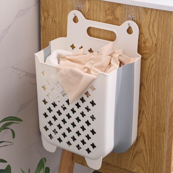 Wall-Mounted Foldable Laundry Basket – Space-Saving Plastic Clothes Hamper for Bathroom & Laundry Room