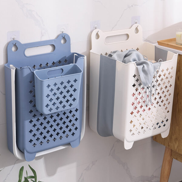 Wall-Mounted Foldable Laundry Basket – Space-Saving Plastic Clothes Hamper for Bathroom & Laundry Room