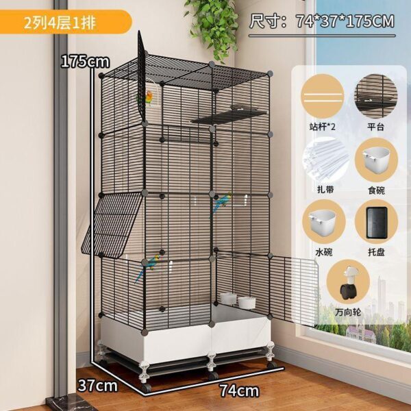 Multi-layer modular bird cage, large size, specially designed for parrots, cockatiels, mynahs, hwamei, budgerigars, and zebra finches - landscape villa style.