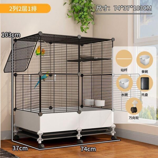 Multi-layer modular bird cage, large size, specially designed for parrots, cockatiels, mynahs, hwamei, budgerigars, and zebra finches - landscape villa style.